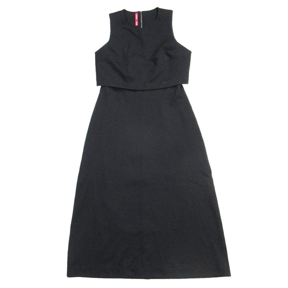 NWT Spanx 20599R Ponte Overlay Fitted Midi in Classic Black Sleeveless Dress M